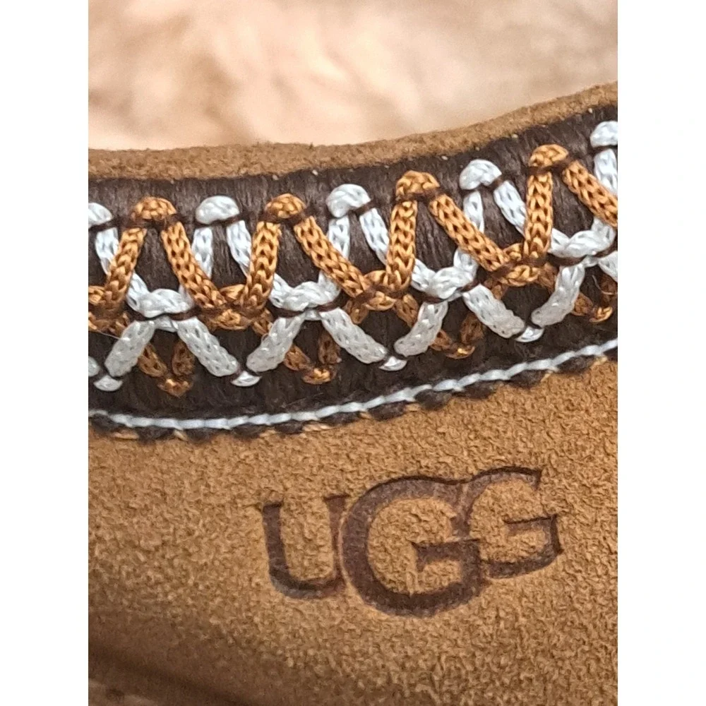 UGG Tazz Slippers Chestnut Toddler Kids Size 10 Brown Suede Shoes Platform